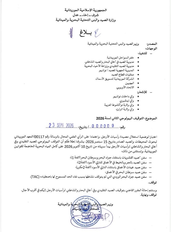 وزارة الصيد تعلن التوقيف البيولوجي لصيد الأخطبوط ابتداء من 10 أكتوبر